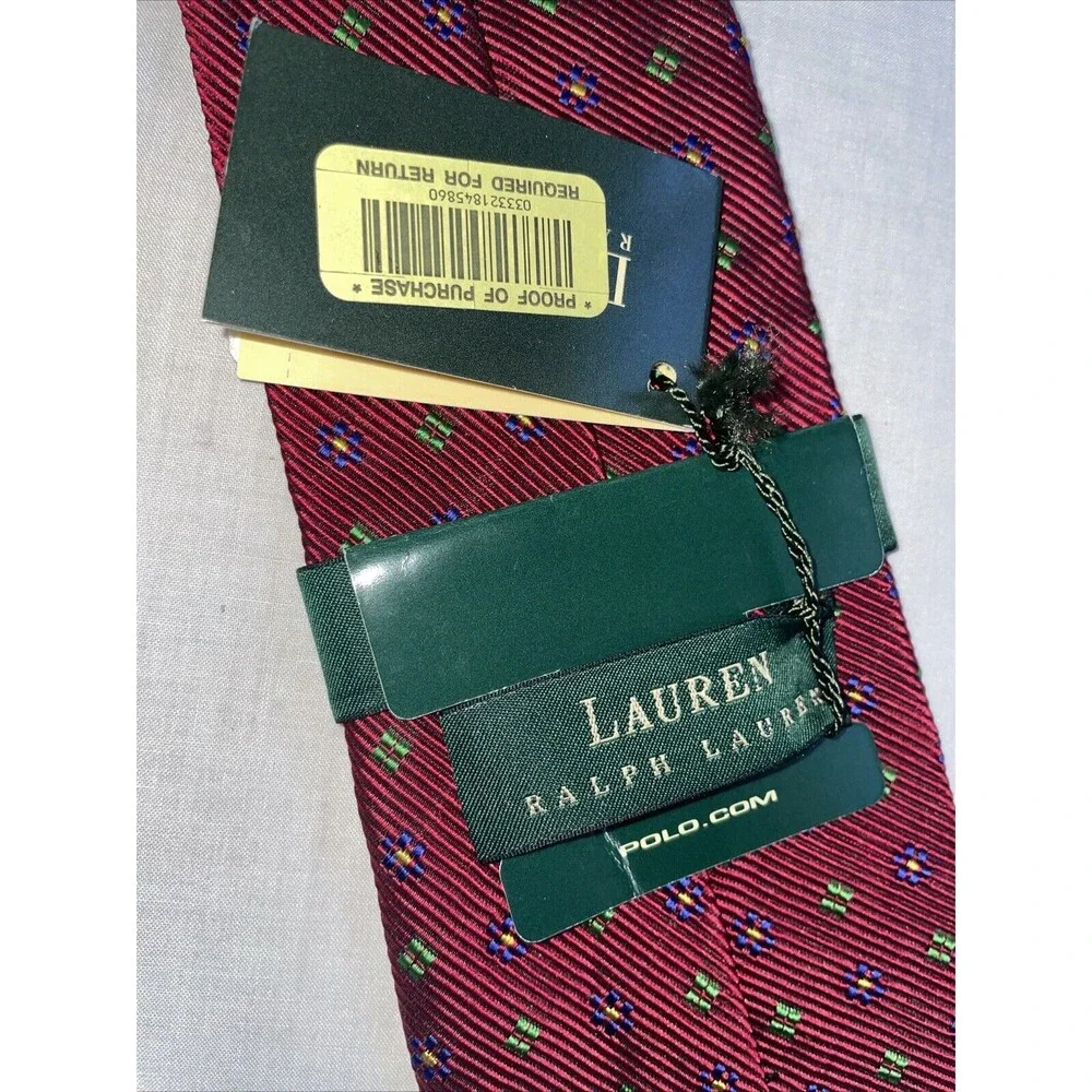 Lauren Ralph Lauren Men’s Dress Tie Size 56” Red Dotted Business Formal City NWT
